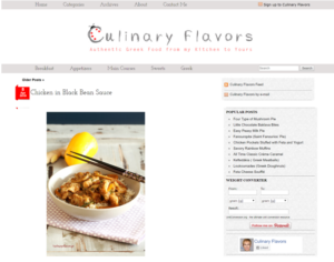 culinary flavors home page before